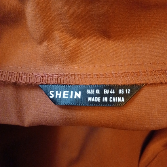 Shein Women Puff Sleeve Mid Shirt Dress XL Rust - Picture 5 of 6